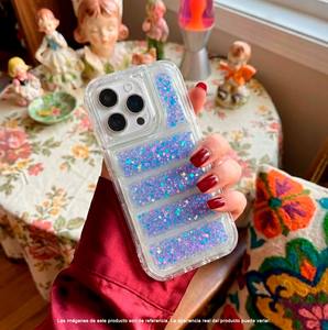 Étui support pour appareil photo avec paillettes liquides, 3 pièces détachables, protection d'écran en verre trempé 9D, protection 360°, couleurs scintillantes - Product Image 6