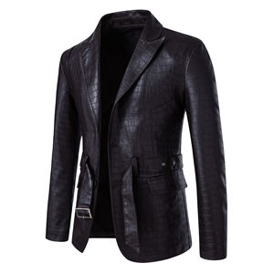 Chaqueta de Cuero de Motociclista Vintage para Hombre, Invierno 2025, Venta Caliente, Acabado Sin Tejer, Cierre de Cremallera, Transpirable, Delgada, Frente - Product Image 6