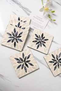 Sous-verres de trading de décoration de luxe écologique faits à la main en pierre de nacre Tapis classique en noyer écologique en nacre - Product Image 3