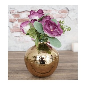 Best Sale Prices Metal Texture Flower <b>Vase</b> <b>Gold</b> Plated for Home Tabletop Decoration Oval Shape Floor Flower <b>Vases</b> - Product Image 5