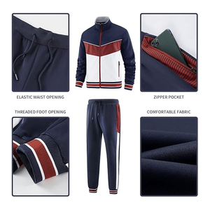 Diseño personalizado de los hombres de invierno de talla grande sólido Zip-Up chándal de manga larga Jogging Sweatsuit traje de 2 piezas - Product Image 6