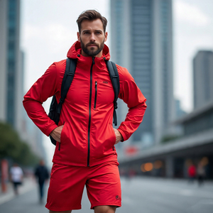 ชุดกางเกงขาสั้นกันลมสำหรับผู้ชายชุดเสื้อแจ็กเก็ตกันฝนและกางเกงขาสั้นชุดคู่ผู้ชายกางเกงขาสั้นกันลมเดินป่า - Product Image 4