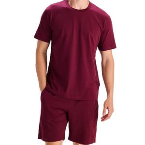Conjunto de verano para hombre, camiseta y pantalones cortos, conjunto de 2 piezas, conjunto deportivo transpirable, conjunto de punto de tela de algodón para hombre - Product Image 1