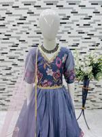 TENNECY Choli de Organza de Seda Taby Reversible, Elástico, de Secado Rápido, Sin Arrugas, con Estampado Digital para Niñas, Listo para Usar en Fiestas