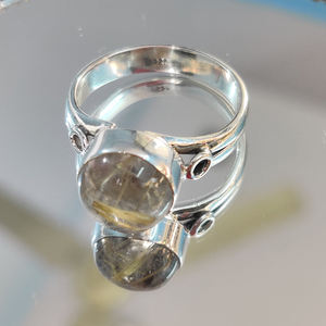 Iroc แหวนเงินสำหรับงานแต่งงาน,แหวนใส่อัญมณีควอตซ์ Rutile สีทองราคาส่งสำหรับเป็นของขวัญแต่งงาน - Product Image 2