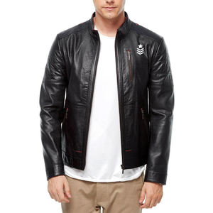 Chaqueta de Cuero para Hombre de Alta Calidad, Mangas Largas, Cuello Alto, Color Sólido, Largo Regular, Resistente al Viento e Impermeable, Último Modelo - Product Image 4