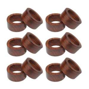 Anneaux de serviette en bois rustiques faits à la main avec des motifs élégants pour mariage et occasions spéciales ajoute du charme à votre table à manger - Product Image 2