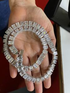 <b>Iced</b> <b>Out</b> Emerald Cut VVS Moissanite Diamond Hip Hop Luxury 925 Sterling Silver Unique Statement <b>Chain</b> For Unisex Party Wear - Product Image 4