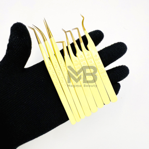 Pince à épiler en acier inoxydable personnalisée avec logo, antistatique, outil de précision pour extensions de cils en volume – Vente en gros - Product Image 2