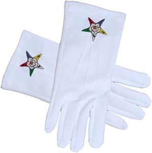 Guantes de Algodón Clásicos con la Estrella de la OES para Masones, Blancos, Talla Única, Orden del Estrella del Este - Product Image 1