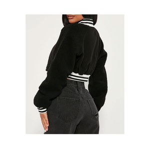 Chenille-Mangas bordadas de cuero para mujer, chaqueta de béisbol personalizada, estilo aviador, top corto, Universidad - Product Image 2