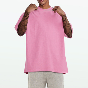 Custom Logo Men <b>Tshirt</b> Heavyweight Cotton 260gsm Rib CrewNeck Drop Shoulder Oversized Streetwear T-shirt for men - Product Image 3