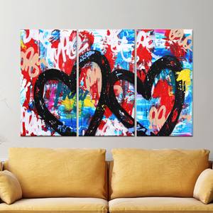 Impresión en lienzo con grafitis de corazones: arte contemporáneo para decoración de paredes, lienzo enrollado en 3 capas - Product Image 1
