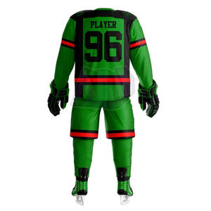 รับสั่งซื้อจำนวนมาก ชุดยูนิฟอร์มฮอกกี้น้ำแข็งแบบกำหนดเอง พิมพ์หมายเลขและชื่อส่วนบุคคล ผ้าโพลีเอสเตอร์ 100% ระบายอากาศได้ดี - Product Image 5