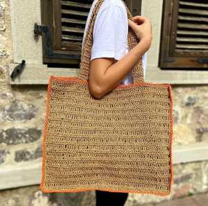 Bolso de playa colorido hecho a mano, bolso de compras de ganchillo, bolso de mano de rafia para mujer, bolso de hombro hecho a mano de malla de paja de verano - Product Image 3