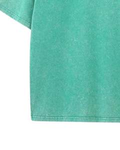 T-shirt unisexe surdimensionné en coton vert délavé, style vintage, épaules tombantes, streetwear décontracté, haut unisexe - Product Image 5