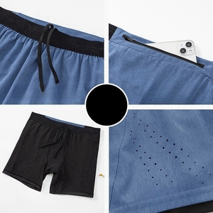 Gran oferta 2 en 1 ropa de gimnasio Cross Fit Shorts Fitness entrenamiento corto deportes correr gimnasio pantalones cortos para hombre gimnasio entrenamiento Shorts DDP envío - Product Image 6