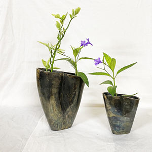 Venta al por mayor cilindro redondo de metal sobre mesa maceta decorativa y jarrón acabado brillante para plantas decoración de la boda venta - Product Image 6