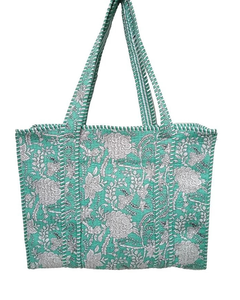 Bolso Tote Acolchado ATITHI ART 100% Algodón, Ecológico, Reutilizable, para Compras, Viajes, Uso Diario, Ligero, con Cierre de Cremallera, Grande - Product Image 4