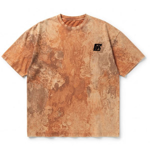 Camisetas Oversize para Hombre con Lavado Ácido, Algodón Pesado, Ajuste Relajado, Estilo Urbano, Hombro Caído, Ropa Casual Personalizada - Product Image 1