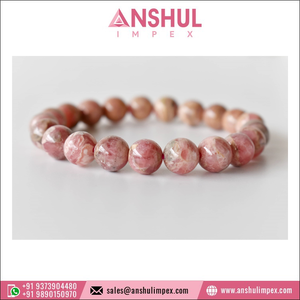 Attractive Pattern Pink Color Healing 7.5in Rhodochrosite Round Gemstone Hand <b>Beaded</b> <b>Bracelet</b> for Meditation at Best Price - Product Image 4