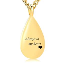 Gold Always in my heart Urn <b>Necklaces</b> for <b>Ashes</b> Keepsake Memorial Urn Cremation Jewelry <b>Ash</b> Pendant for Women Men Custom Size - Product Image 3