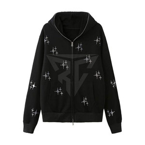Etiqueta privada para el invierno Estilo diferente El mejor material Sudaderas con capucha de diamantes de imitación para hombres Logotipo personalizado Tela suave - Product Image 1