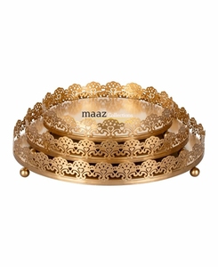 Bandejas de metal decorativas de tamaño personalizado al por mayor detalles modernos para el hogar y el jardín fabricados en la India - Product Image 1