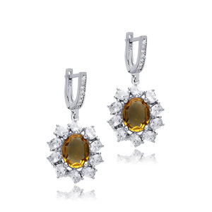 17x18mm Ovale Conception Sultanite CZ Pierre Dangle Boucle D'oreille En Argent Sterling 925 En Gros Fine Jewelry Turc - Product Image 3