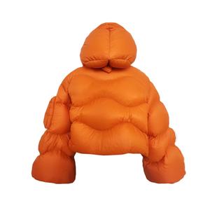 Veste bouffante pour hommes chauds manteau brillant épais hiver recadrée support classique fermeture éclair personnalisé OEM ODM Orange grande taille High Street 2026 - Product Image 3