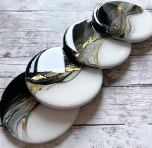 Handmade <b>Black</b> Resin <b>Coaster</b> with Sunflower Stylish Cup <b>Coaster</b> for Tea Coffee Mugs and Everyday Tabletop Decor From India - Product Image 4