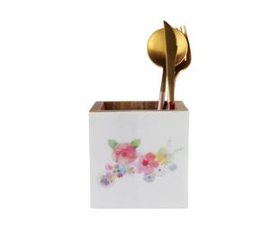 Customizable Decorative Kitchenware Storage Holder Handmade Wooden Utensil Caddy with Spoon Rests for Home Hotel or Party - Product Image 1