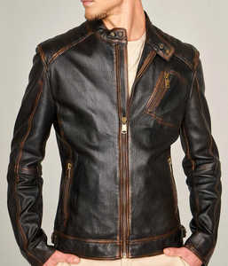 Diseño superior 100% Chaqueta de invierno de manga larga con cuello levantado de cuero de alta calidad para hombre Diseño personalizado disponible a un precio razonable - Product Image 1