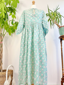 Vestido largo de algodón puro con estampado de bloques indios, patrón Vintage sólido Floral, terroso, elegante, Digital, cómodo, lavable, ecológico - Product Image 3