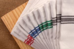 Set of 12 100% Cotton Kitchen <b>Cleaning</b> <b>Cloths</b> with Woven Square Stripe Pattern Home Use Kitchen Towels - Product Image 4