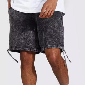 Best Seller Custom Men's High Street Acid Wash Cotton <b>Shorts</b> Unisex Sizes Comfortable Fit Solid Mesh Pattern <b>Decoration</b> - Product Image 1