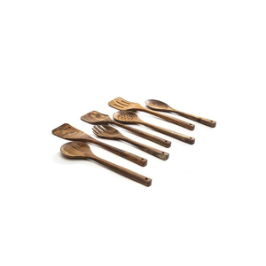 Ensemble d'ustensiles en bois, 6 pièces, cuillères, fourchettes, spatules en bois d'acacia, faits à la main, écologiques, outils de cuisine - Product Image 1
