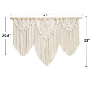Boho macramé tenture murale corde de coton décor avec des perles en bois pour cuisine salon cadeau de mariage - Product Image 4