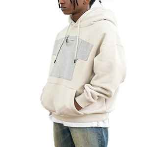 2024 nuevo estilo 100% algodón francés Terry apliques bordados hombres pulóver de gran tamaño gota hombro Boxy Fit Sudadera con capucha grande - Product Image 3