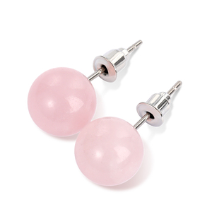 Pendientes de Moda Jeulia con Cuarzo Rosa Natural Redondo para Sanación Emocional - Product Image 3