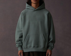 Sweat à capuche d'hiver pour homme en molleton de coton lourd 380 GSM personnalisé avec poche, logo personnalisé, sans cordon, coupe classique, streetwear - Product Image 5