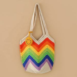Bolso de Hombro Casual Tejido a Crochet con Diseño Arcoíris para Mujer, Estilo Bohemio, con Compartimento para Teléfono Móvil, Ideal para Viajes Diarios - Product Image 3