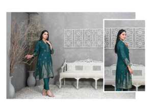 Vente chaude modeste pakistanais Shalwar Kameez vêtements d'hiver pour dames qualité d'exportation agrafe Broshia Banarsi tissu - Product Image 2