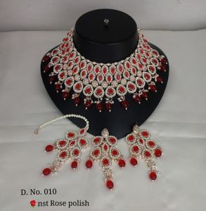 Rose Gold Plated Ethnic Antique Cubic Zircon Crystal Dangle Drop Choker Wedding Party <b>Necklace</b> <b>and</b> <b>Earring</b> <b>Set</b> for Women - Product Image 6