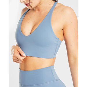 New Design Slate <b>Blue</b> Staple <b>Sports</b> <b>Bra</b> Adjustable Back Straps V Shaped Neckline & High Impact Adult Women's Fitness <b>Sports</b> <b>Bra</b> - Product Image 1