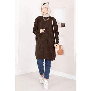 เสื้อคลุมไหมพรมลายบาคลาวาสีน้ำตาลลำลองสำหรับฤดูใบไม้ร่วง - Product Image 3