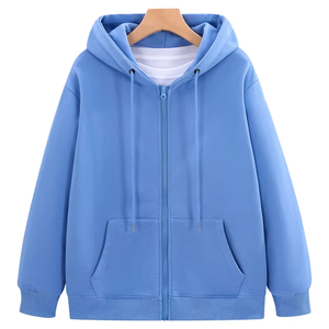 Sudadera con capucha y cremallera para hombre de algodón 100% personalizada, diseño de moda con logotipo de empresa bordado, sudadera fina de Color sólido con estampado de capucha - Product Image 4