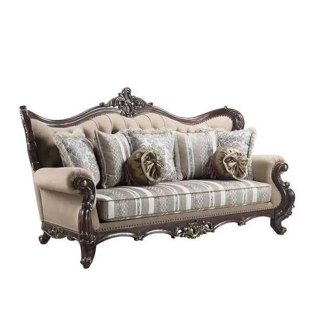 Finition dénommée classique traditionnelle en bois de cerise de sofa de salon avec des accents d'or