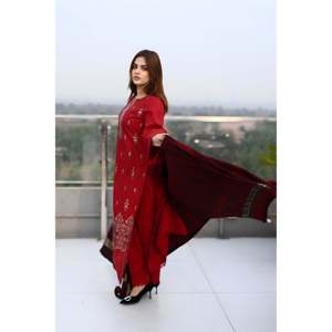Trends by Cp <b>Present</b> Women's 3PC Embroidered Khaddar Cutwork Shirt & Kashmiri Jacquard Shawl Set - Product Image 3