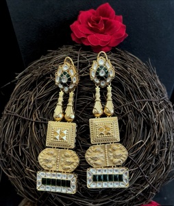 Stylish Drop <b>Earrings</b> Designer Elegant Kundan Pearl <b>Jhumkas</b> Women Fashion Accessories Elegant <b>Earrings</b> for Women - Product Image 3